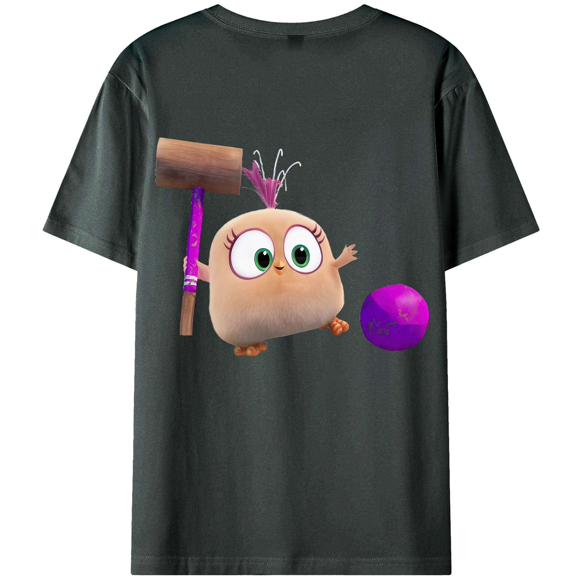 （画像用） Angry Birds アングリーバード 綿100％ メンズ半袖Tシャツ（バックプリント） 通気性